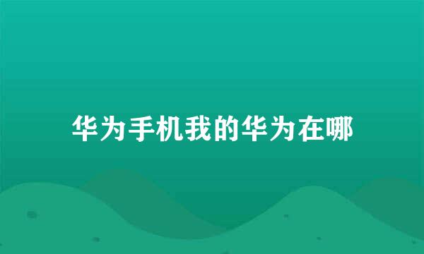 华为手机我的华为在哪