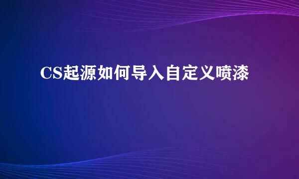 CS起源如何导入自定义喷漆
