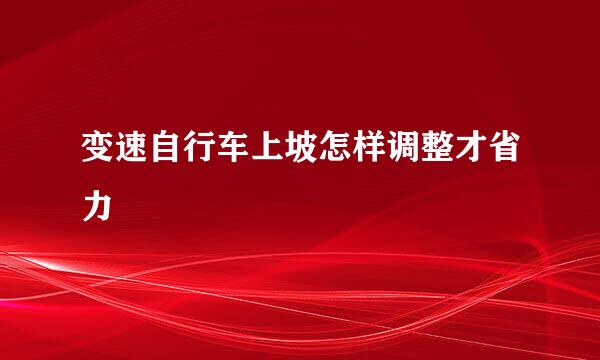 变速自行车上坡怎样调整才省力