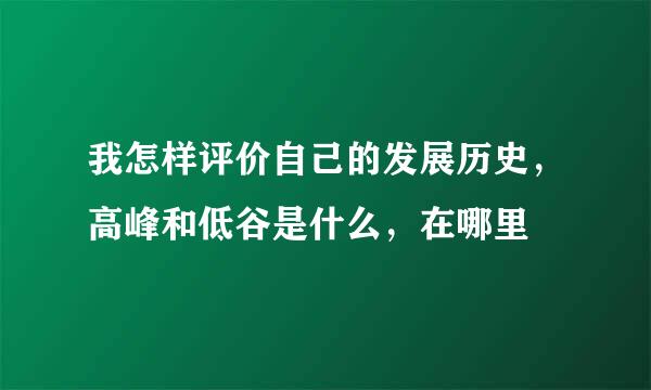我怎样评价自己的发展历史，高峰和低谷是什么，在哪里