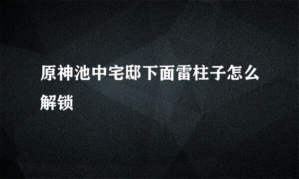原神池中宅邸下面雷柱子怎么解锁