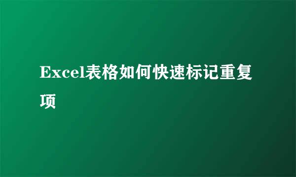 Excel表格如何快速标记重复项