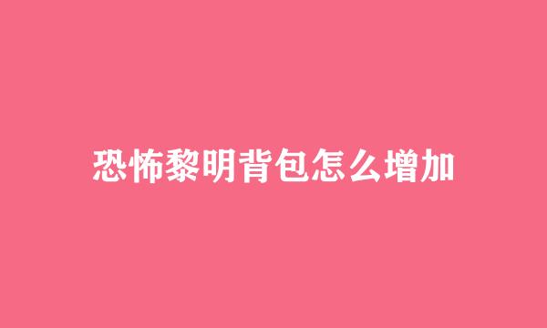 恐怖黎明背包怎么增加