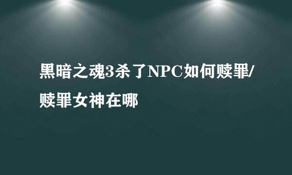 黑暗之魂3杀了NPC如何赎罪/赎罪女神在哪
