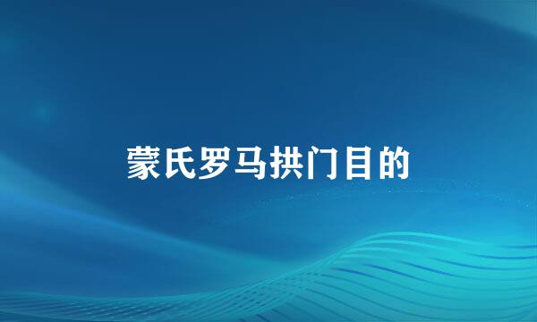 蒙氏罗马拱门目的