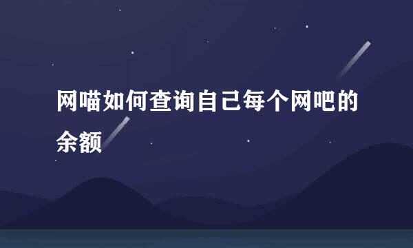 网喵如何查询自己每个网吧的余额