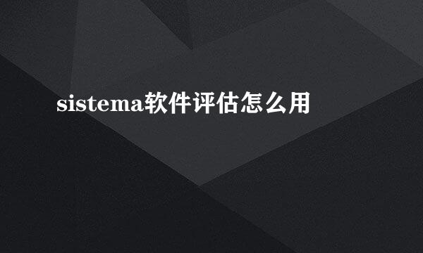 sistema软件评估怎么用