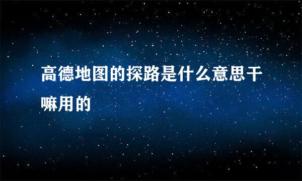 高德地图的探路是什么意思干嘛用的