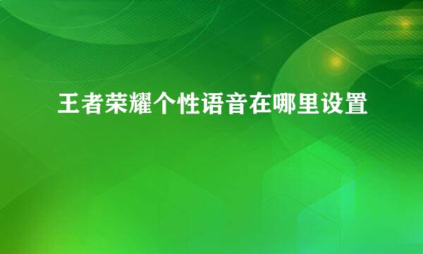 王者荣耀个性语音在哪里设置