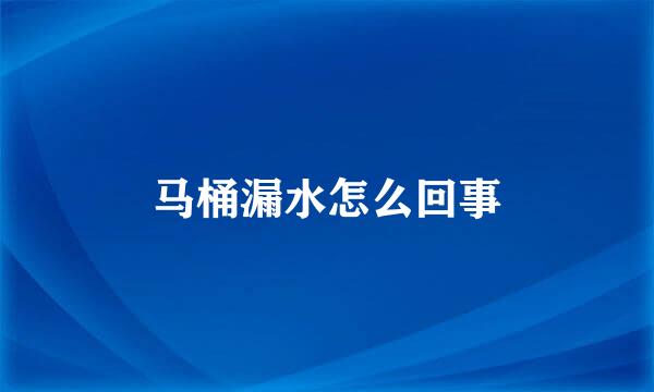 马桶漏水怎么回事