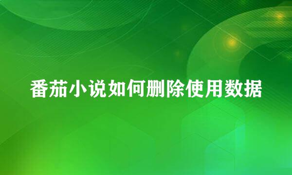 番茄小说如何删除使用数据