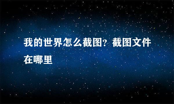 我的世界怎么截图？截图文件在哪里