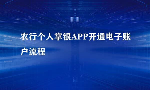 农行个人掌银APP开通电子账户流程