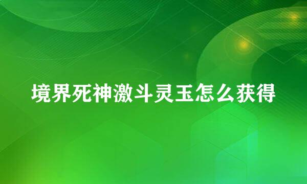 境界死神激斗灵玉怎么获得