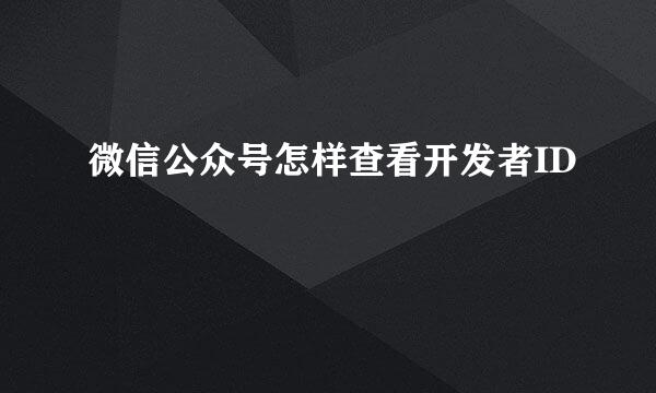 微信公众号怎样查看开发者ID