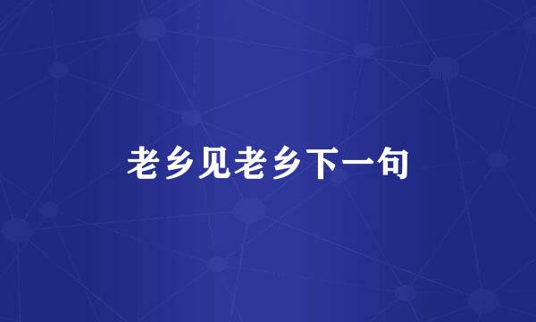 老乡见老乡下一句