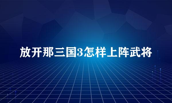放开那三国3怎样上阵武将