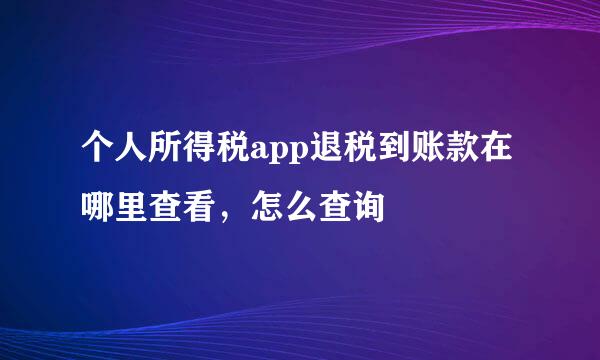 个人所得税app退税到账款在哪里查看，怎么查询