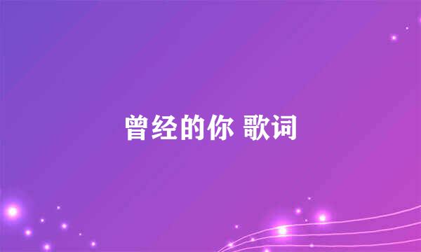 曾经的你 歌词