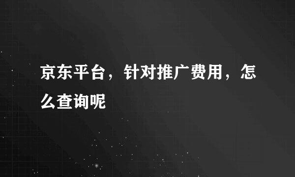京东平台，针对推广费用，怎么查询呢