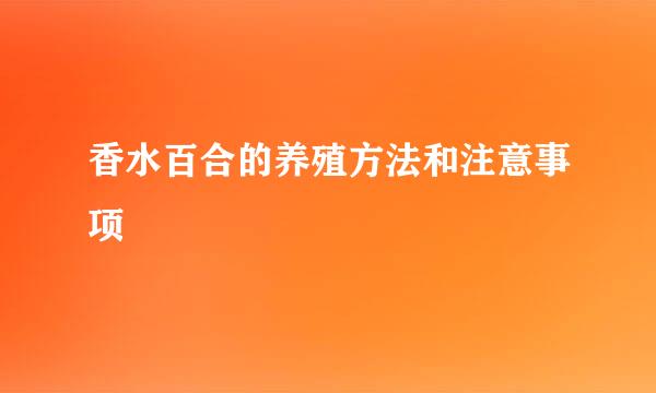 香水百合的养殖方法和注意事项