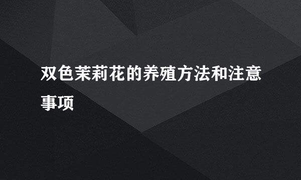 双色茉莉花的养殖方法和注意事项