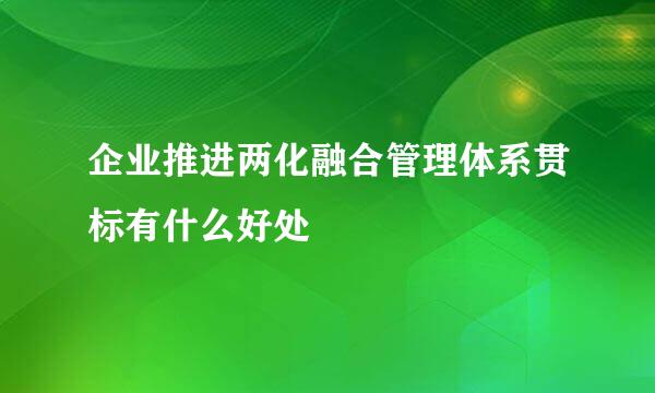 企业推进两化融合管理体系贯标有什么好处