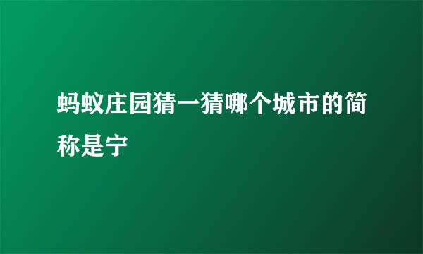 蚂蚁庄园猜一猜哪个城市的简称是宁