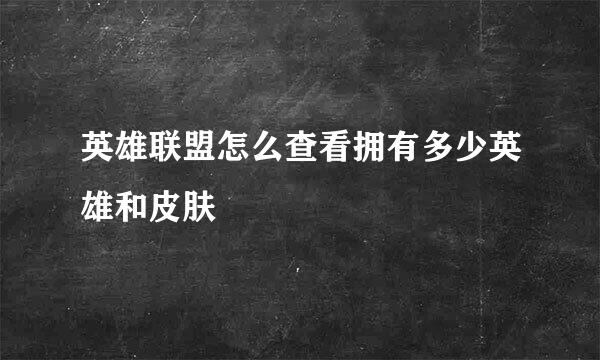 英雄联盟怎么查看拥有多少英雄和皮肤