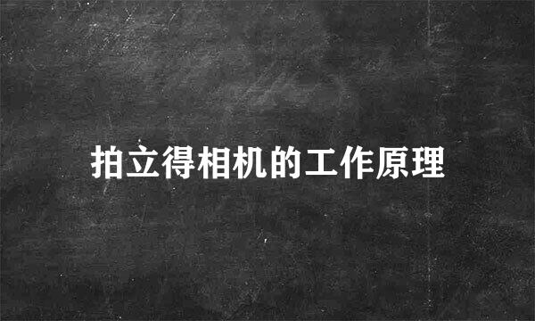 拍立得相机的工作原理