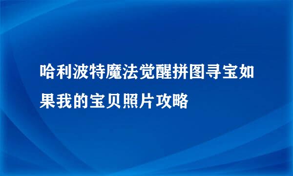 哈利波特魔法觉醒拼图寻宝如果我的宝贝照片攻略