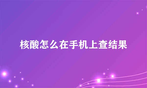 核酸怎么在手机上查结果