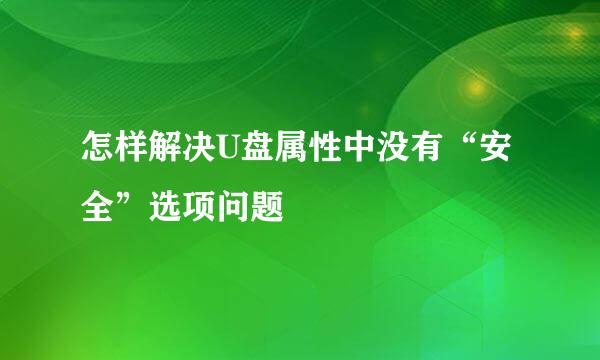 怎样解决U盘属性中没有“安全”选项问题
