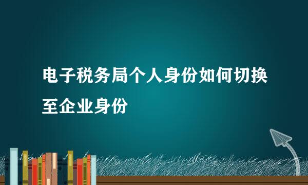电子税务局个人身份如何切换至企业身份