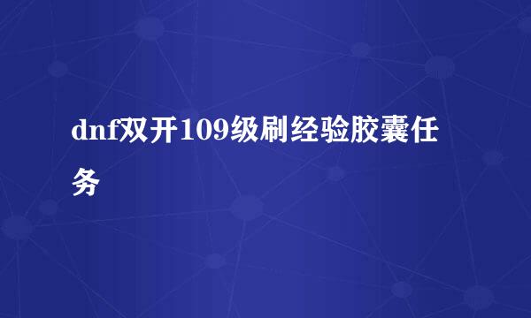 dnf双开109级刷经验胶囊任务