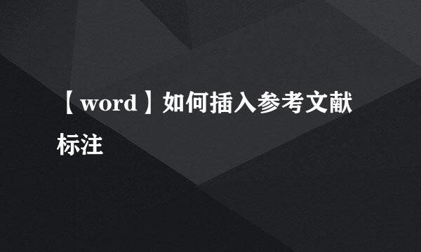 【word】如何插入参考文献标注