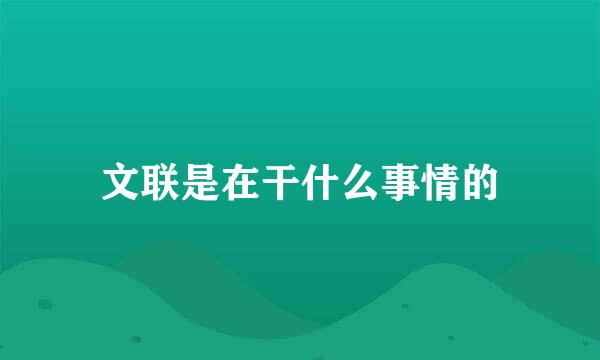 文联是在干什么事情的