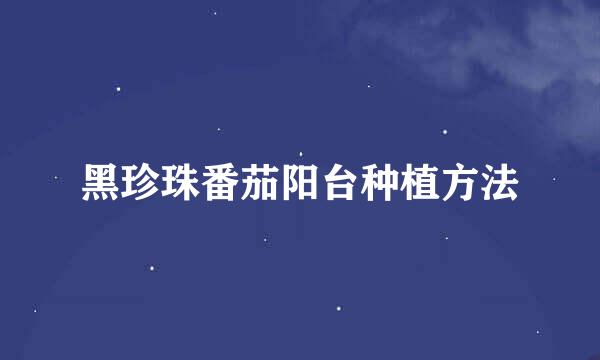 黑珍珠番茄阳台种植方法