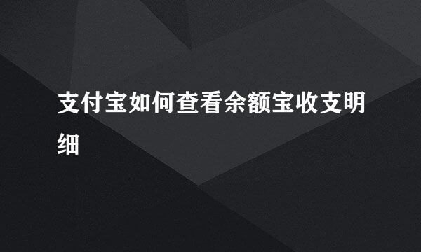 支付宝如何查看余额宝收支明细