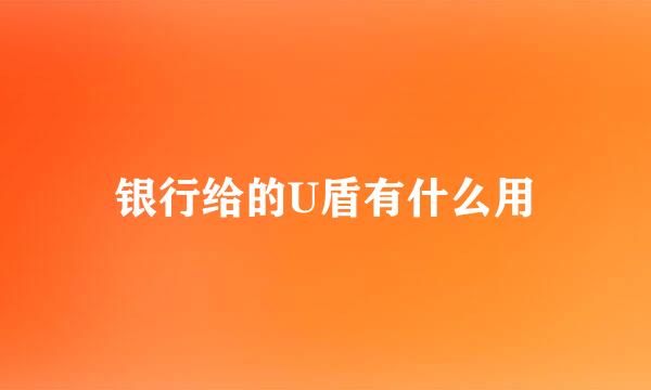 银行给的U盾有什么用