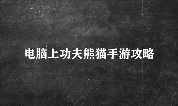 电脑上功夫熊猫手游攻略