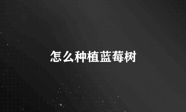 怎么种植蓝莓树
