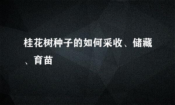 桂花树种子的如何采收、储藏、育苗
