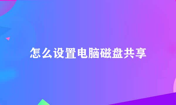 怎么设置电脑磁盘共享