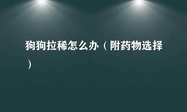 狗狗拉稀怎么办（附药物选择）