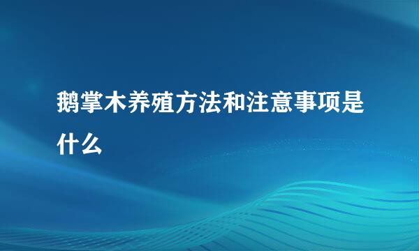 鹅掌木养殖方法和注意事项是什么