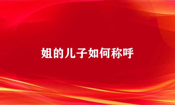 姐的儿子如何称呼