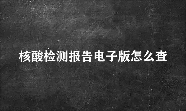 核酸检测报告电子版怎么查