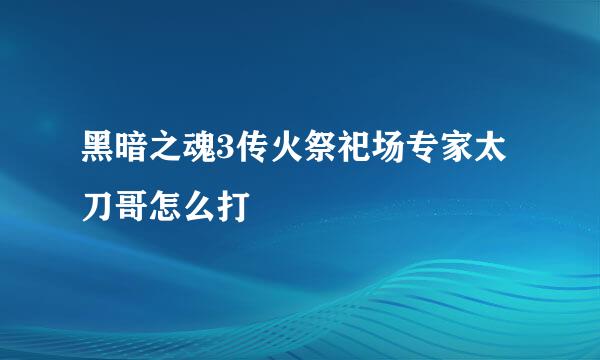 黑暗之魂3传火祭祀场专家太刀哥怎么打