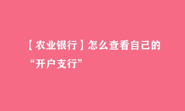 【农业银行】怎么查看自己的“开户支行”
